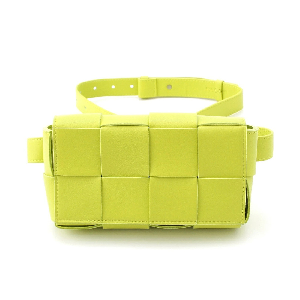 Bottega Veneta Maxi Intrecciato Cassette Crossbody Waist Bag Lime Green